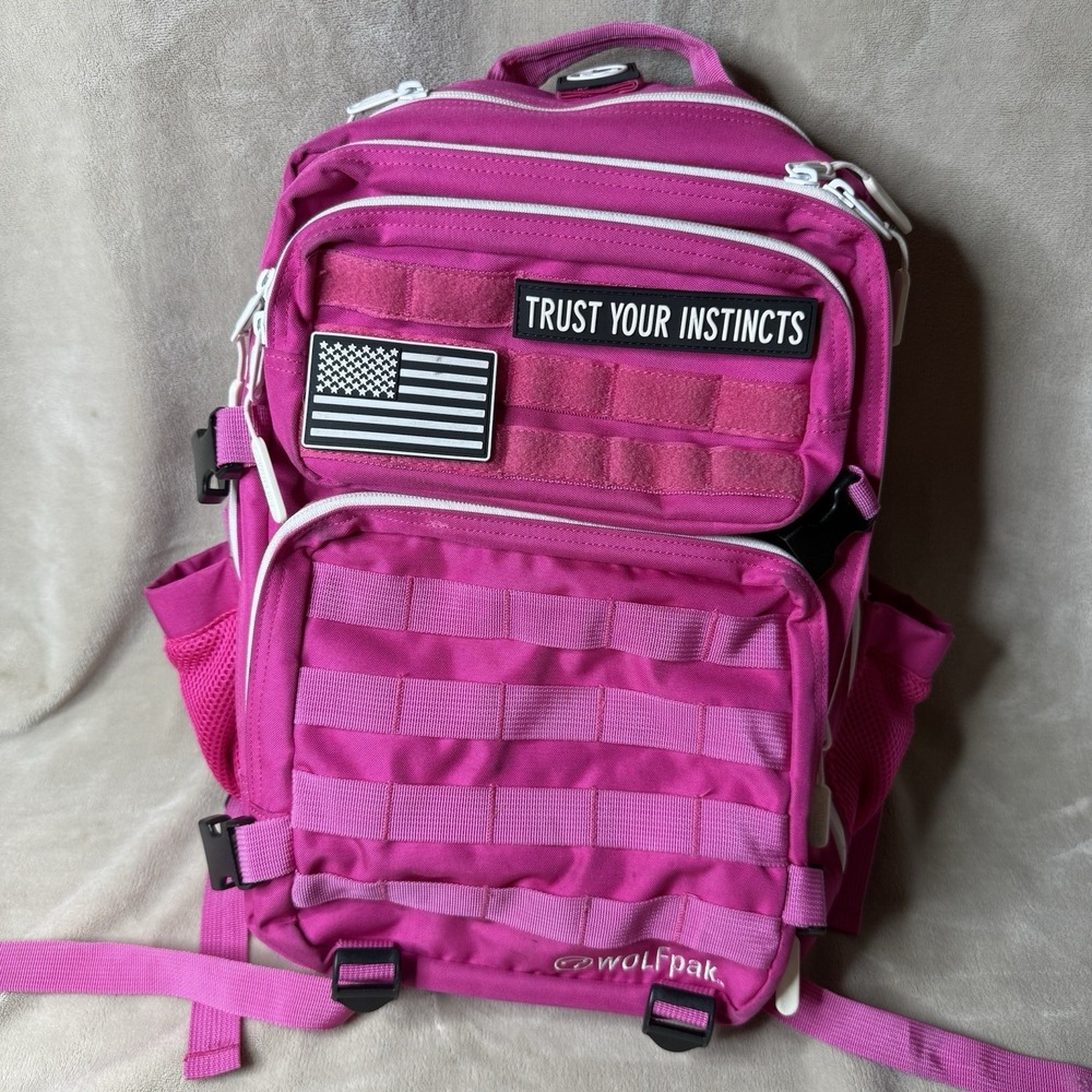 WOLFpak 9L Mini Tactical Backpack Compact Small Pink Goddess White Zips Pulls